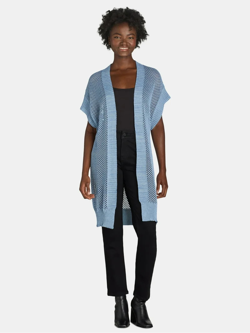 Time and Tru Women's Open Front Crochet Ruana, Sizes S-3XL | Walmart (US)