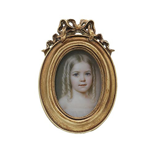 SYLVIA'S SHOP Small Vintage 2.5x3.5 Oval Picture Frame, Mini Antique Ornate Photo Frame, Table Top Display and Wall Hanging Home Decor, Old Fashioned Photo Gallery Art Deco, Bronze Gold | Amazon (US)