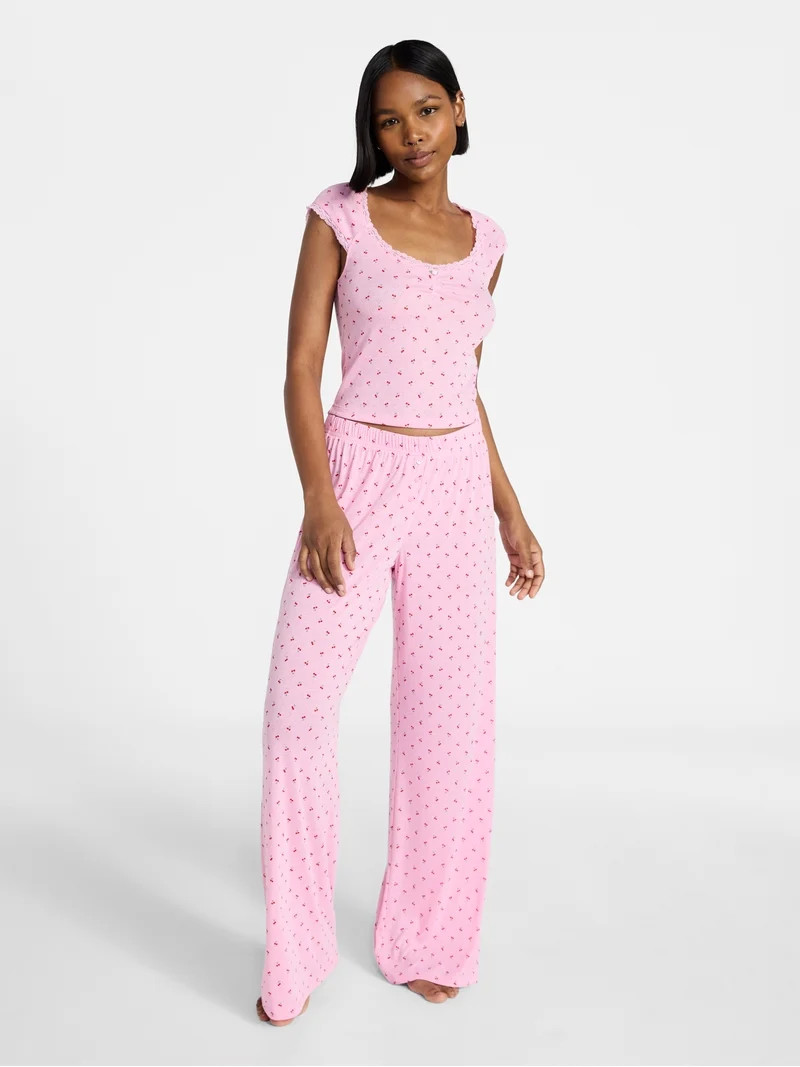 No Boundaries Sleep Pointelle Knit Baby Tee, Women’s XXS-3X | Walmart (US)