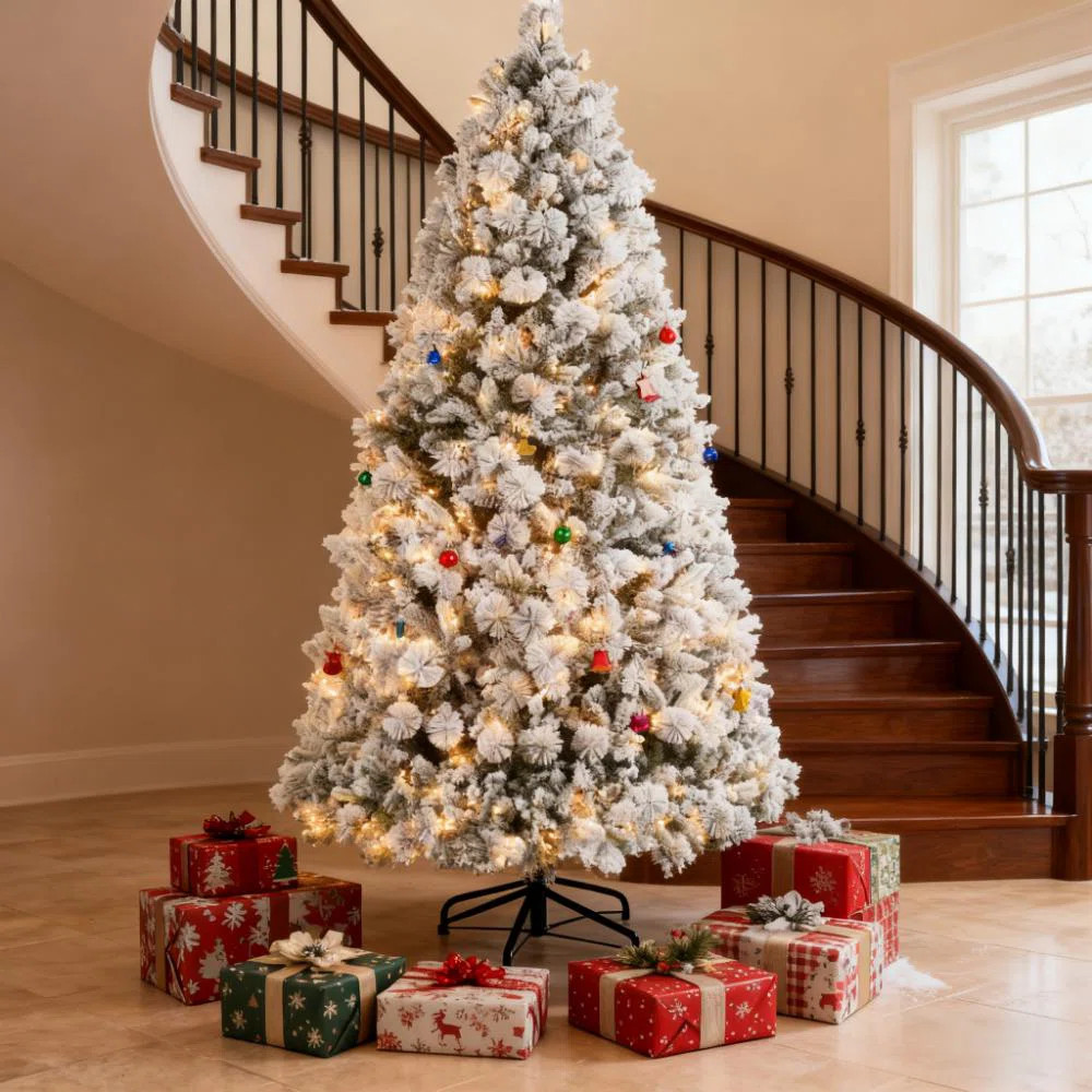 Snow-Flocked Slim Pine Artificial Christmas Tree With 1084 Tips | Gift Idea | Wayfair North America