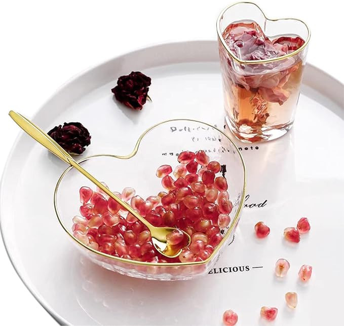 YUNNUO Glass Bowls For Dessert,Glass Bowls 6 Inch,Phnom Penh Heart-Shaped Glass Bowl And Cup Set,... | Amazon (US)