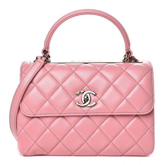 Lambskin Quilted Small Trendy CC Flap Dual Handle Bag Pink | Fashionphile