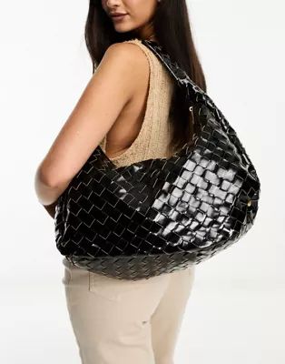 Glamorous woven oversized shoulder bag in black | ASOS (Global)