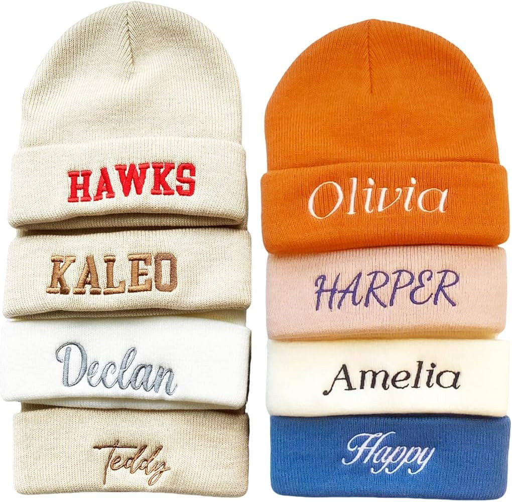 Custom Baby Beanie Hats for Kids,Personalized Embroidered Toddler Beanies Winter Hat with Name fo... | Amazon (US)