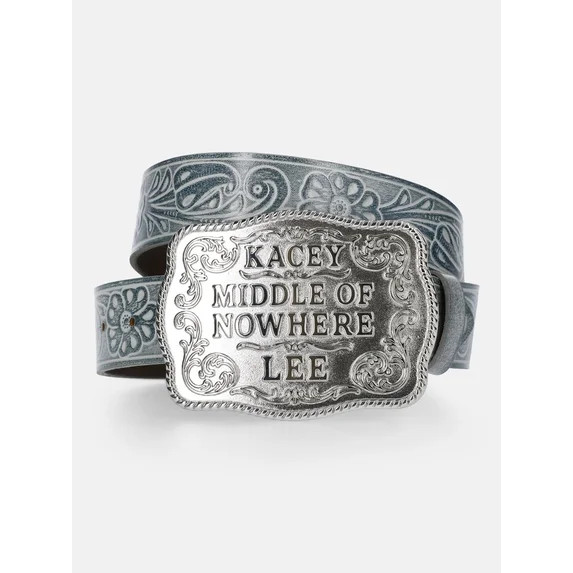 Kacey Lee Women's Leather Belt with Middle of Nowhere Buckle | Walmart (US)