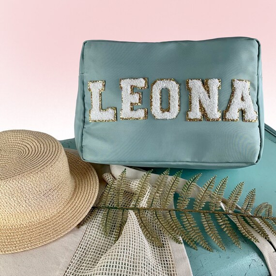 Personalized pouch, personalized make up bag, cosmetic pouch, varsity letter bag, cosmetic bag, v... | Etsy (US)