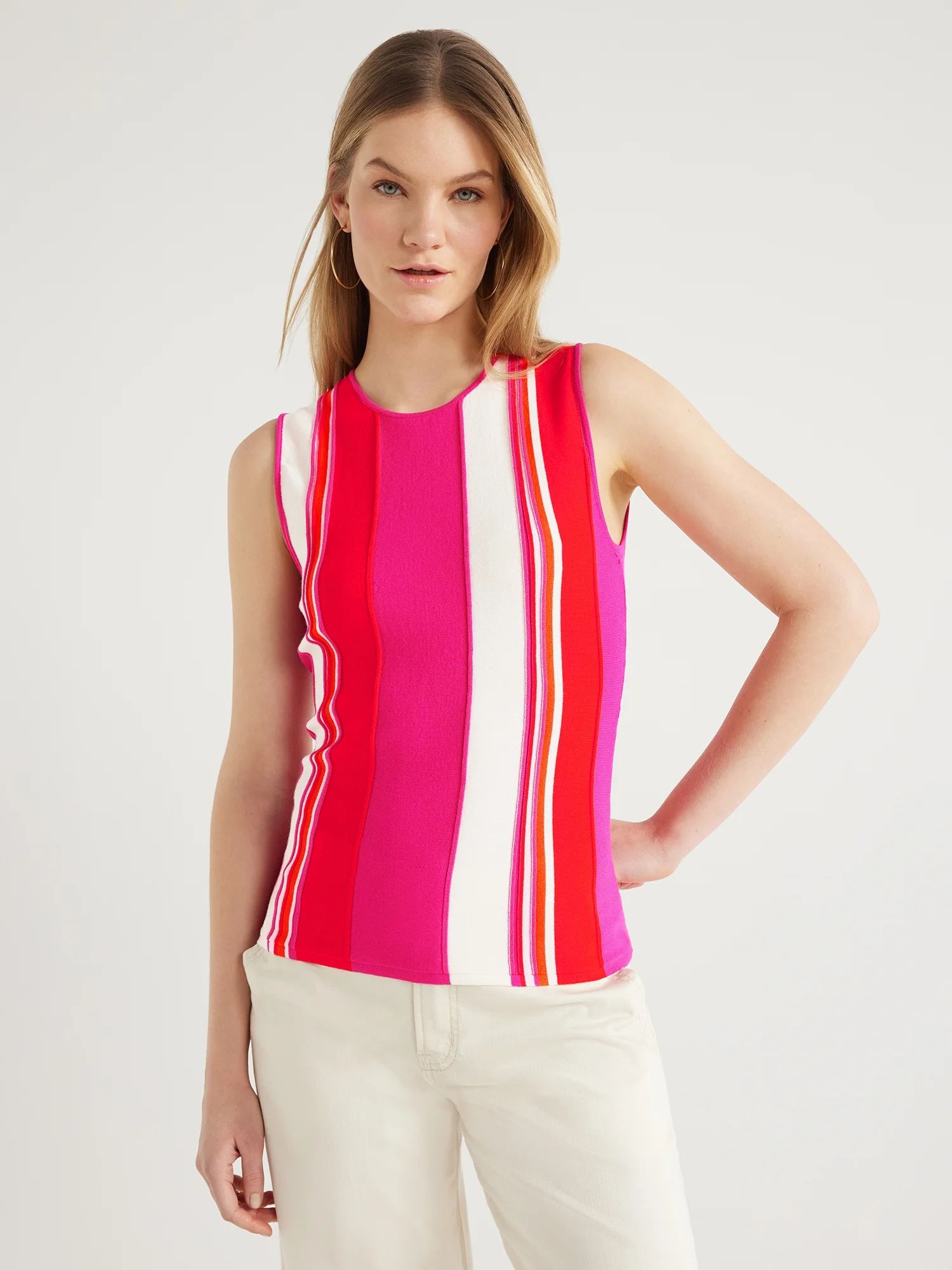 Scoop Women's Sleeveless Stripe Pullover Sweater, XS-XXL | Walmart (US)