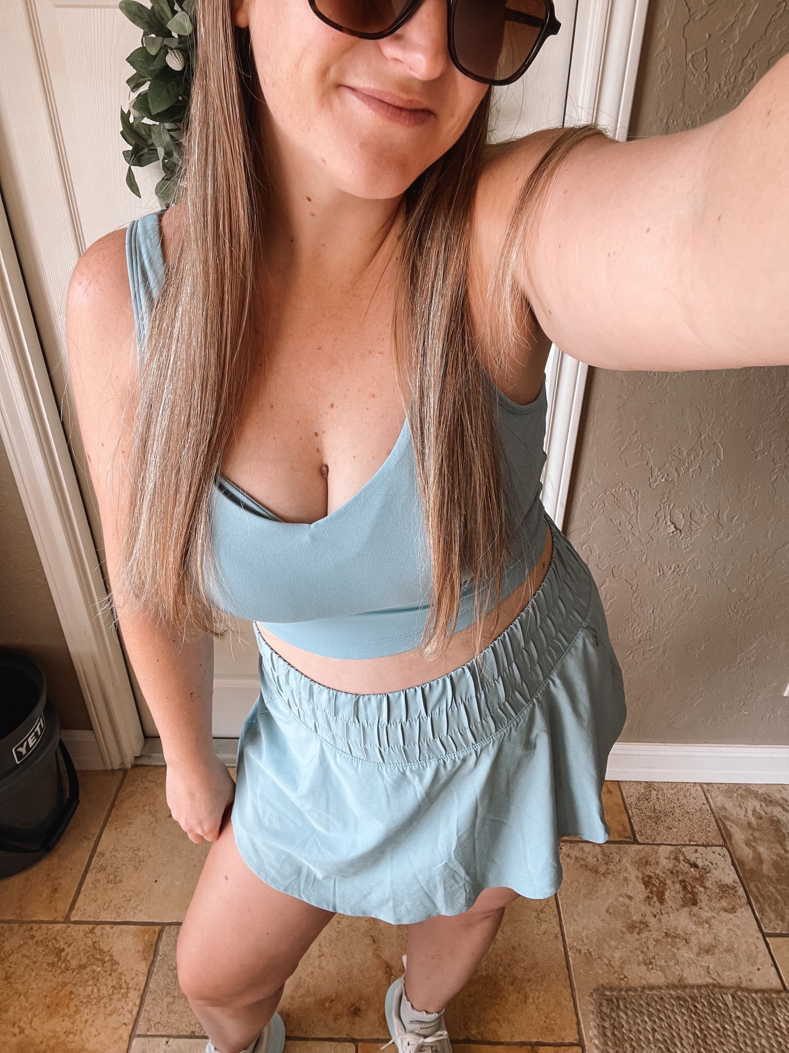 Nursing friendly top • breast feeding • postpartum • new mom • workout set • in a large in top & bottom 

#LTKStyleTip #LTKMidsize #LTKActive