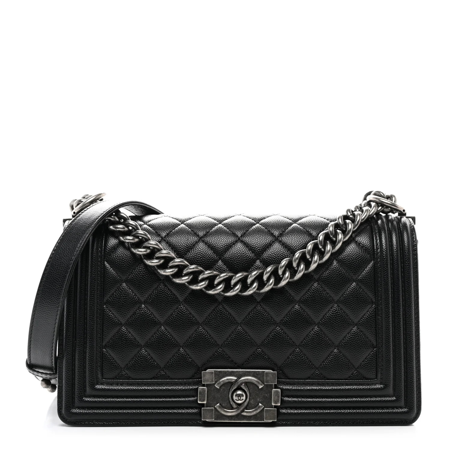 Caviar Quilted Medium Boy Flap Black | FASHIONPHILE (US)