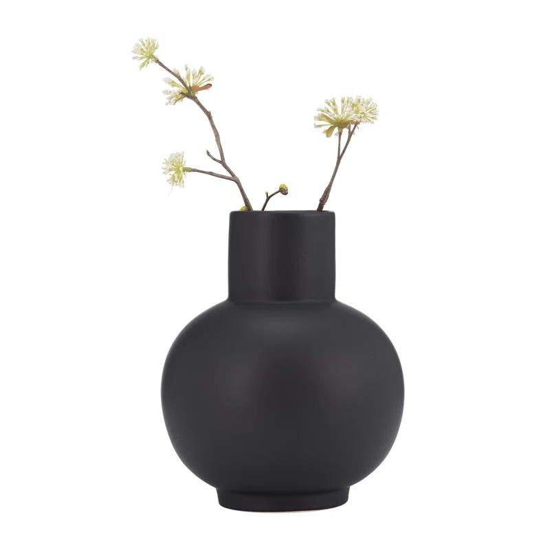 Ceramic Round Body Table Vase, Handmade Home or Office Décor, 6 L x 6 W x 8 H Inches | Wayfair North America