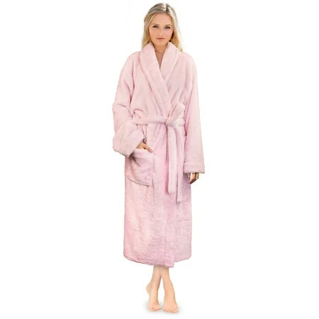 PAVILIA Premium Womens Plush Soft Robe Fluffy, Warm, Fleece Sherpa Shaggy Bathrobe (L/XL, Light Pink) | Walmart (US)