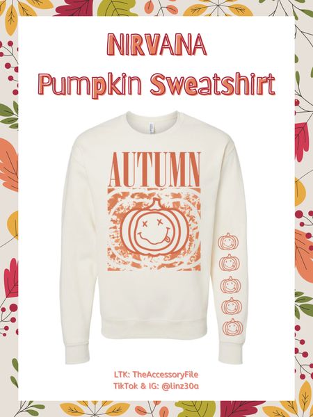 Pair this with black leggings and some cute tennis shoes or fuzzy booties! 

Nirvana pumpkin sweatshirt, Halloween outfits, fall outfits, fall style, fall fashion, fall looks, affordable style, affordable outfits. 

#LTKunder50 #LTKstyletip #LTKHalloween