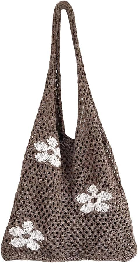 Amazon.com: AIYUENCICI Crochet Tote Bag, Fairy Hobo Bag for Women Aesthetic Bag Y2k Purse Knitted... | Amazon (US)