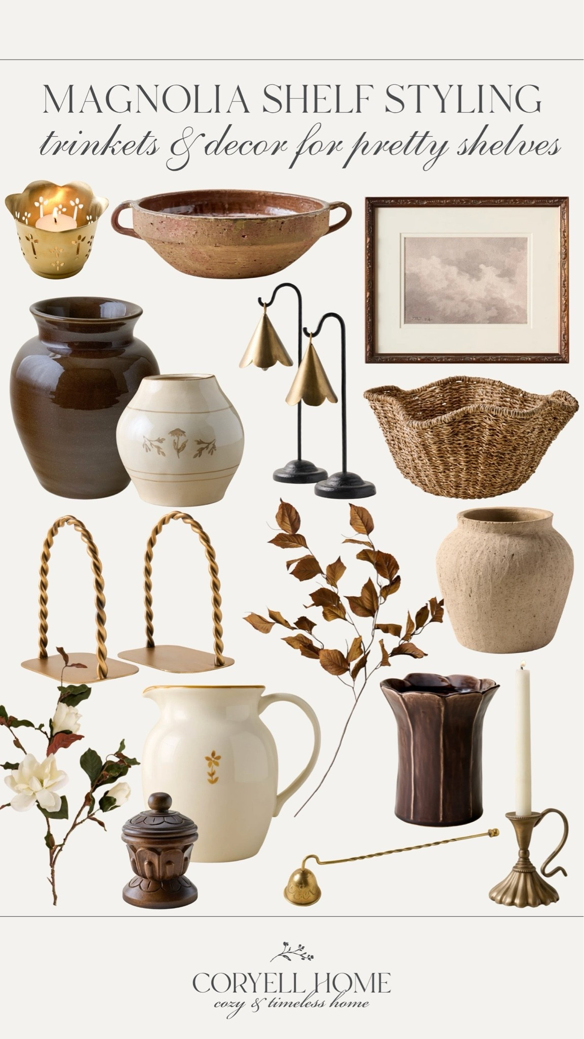 Magnolia shelf styling 🤎 I always love refreshing our built in shelves, but it can be a challenge to find the perfect curation of decor. These are my current seasonal favorites from Magnolia! 🍂

#LTKSeasonal #LTKHome