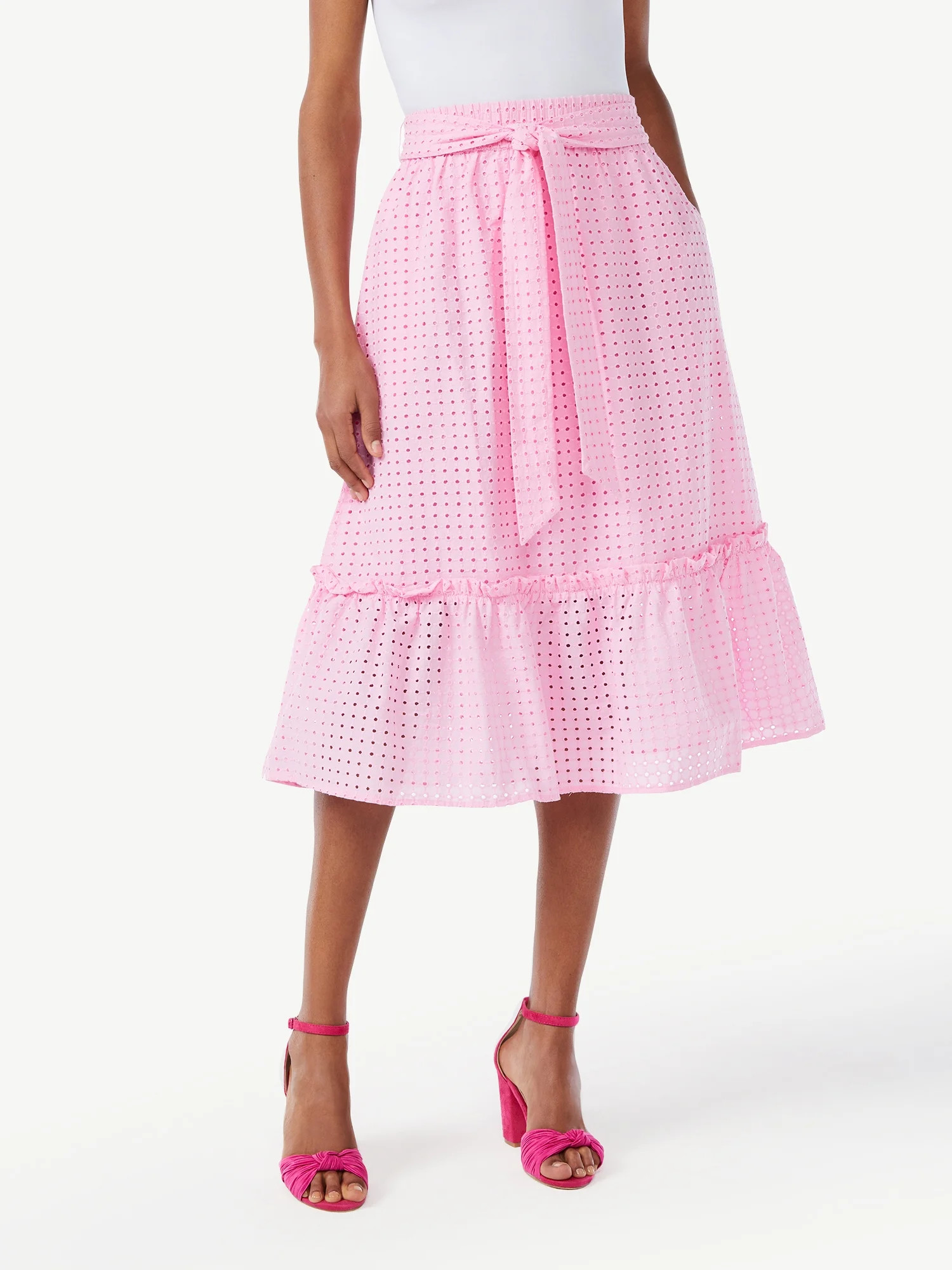 Scoop Women's Bow Tie Tier Midi Skirt - Walmart.com | Walmart (US)