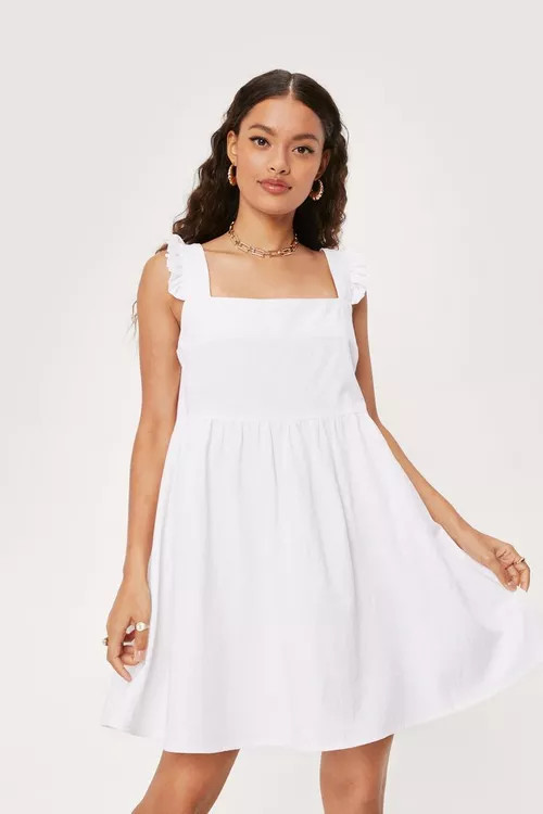 Petite Ruffle Square Neck Smock Dress | NastyGal (UK, IE)