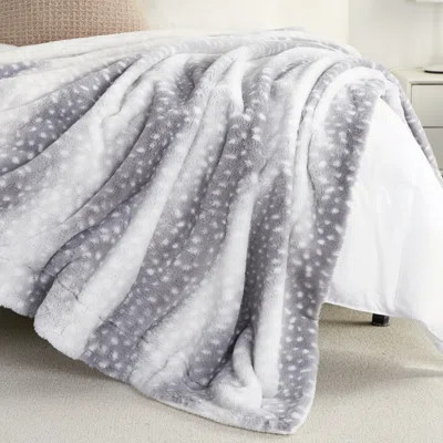 Animal Print Faux Fur & Sherpa Reversible Throw Blanket | Wayfair North America