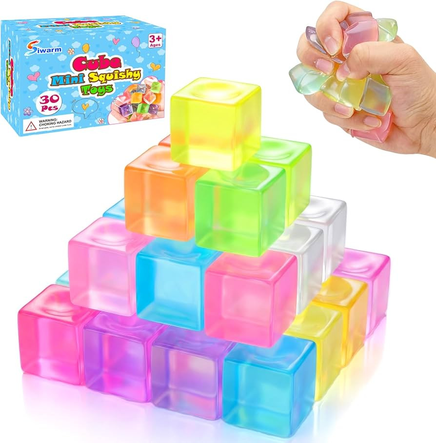 Siwarm 30 Pack Mini Cube Squishy Fidget Toys for Kids and Adults | Amazon (US)