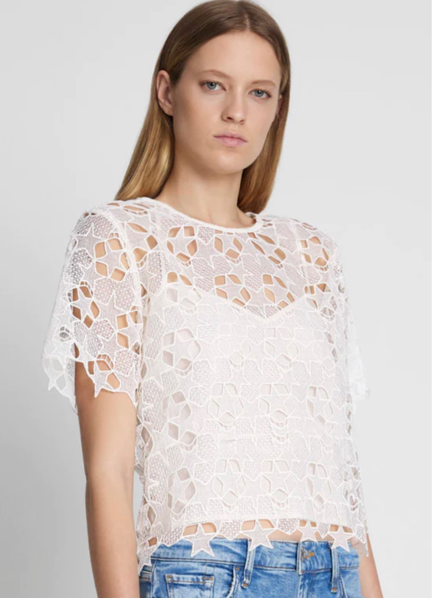 Obsessed ✨

Stand out in delicate star lace details. This boxy lace tee lays perfectly over a built-in scoop neck camisole for a modern effortless-meets-elevated look. Great for everyday wear thanks to its loose fit and feminine feel.

#LTKSeasonal #LTKFind #LTKstyletip