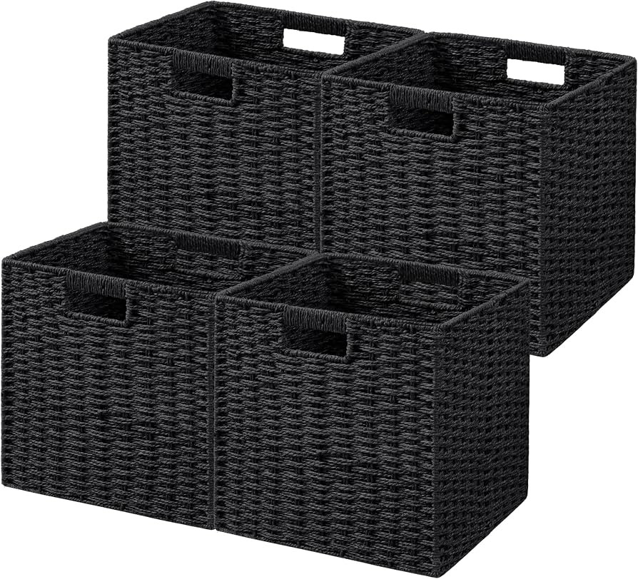 UBBCARE 4 Pack Wicker Basket, 11L\u00d711H\u00d710.5W inch Woven Paper Rope Storage Baskets for s... | Amazon (US)