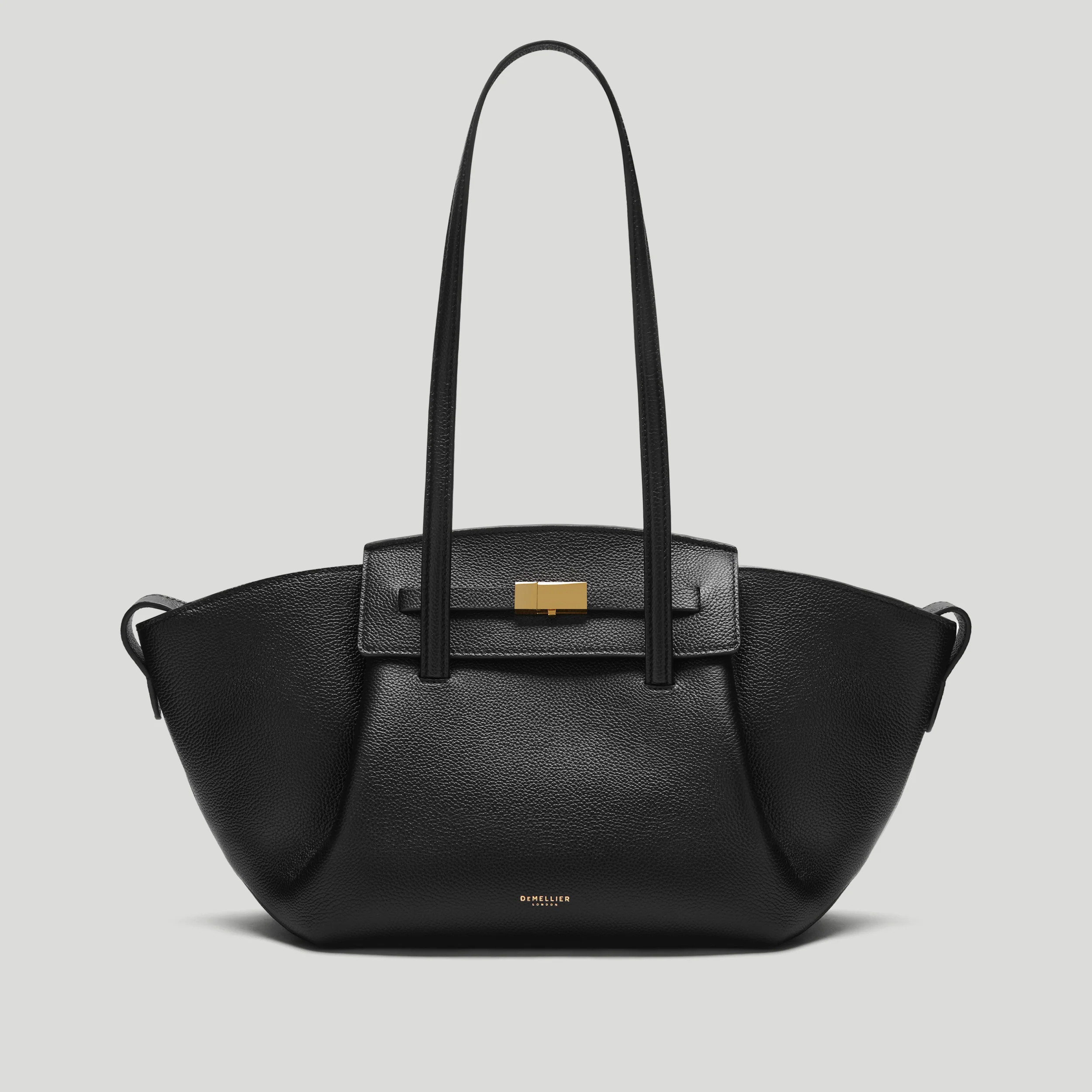 DeMellier The Midi Brooklyn in Black Small Grain Leather Shoulder bag | DeMellier