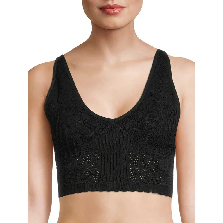 No Boundaries Women's Textured V-Neck Longline Brami | Walmart (US)