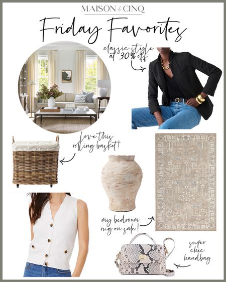 It’s Friday Favorites time and this week everything is on sale for President’s Day! 20-25% off at Amber Interiors and McGee plus even more off at JCrew, Ann Taylor, and more!

##springoutfit #homedecor #winterdecor #arearug #rusticvase #blazer #handbag 

#LTKover40 #LTKhome #LTKsalealert