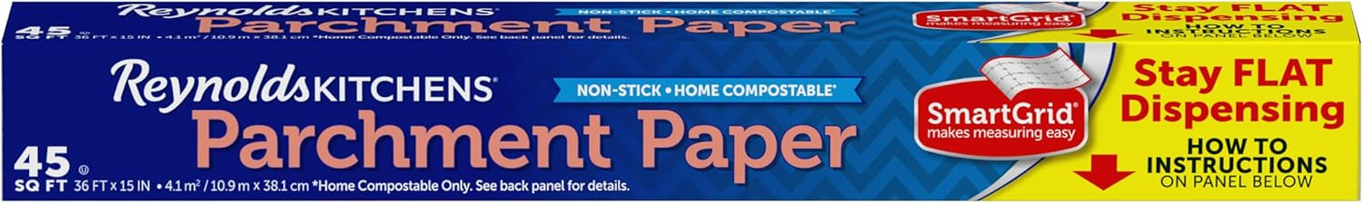 Reynolds Kitchens Stay Flat Parchment Paper with SmartGrid, 45 Square Feet | Amazon (US)