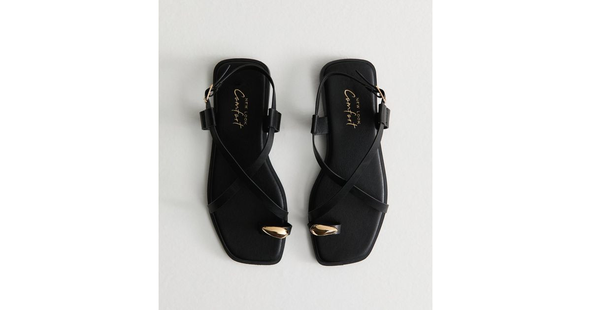Black Crossover Strap Faux Leather Sandals
						
						Add to Saved Items
						Remove from Save... | New Look (UK)