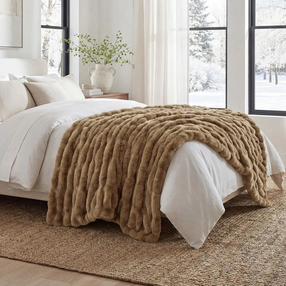 Reversible Faux Rabbit Fur & Faux Mink Throw Blanket – Ultra Soft,  Dual-Sided Cozy Blanket - R... | Wayfair North America