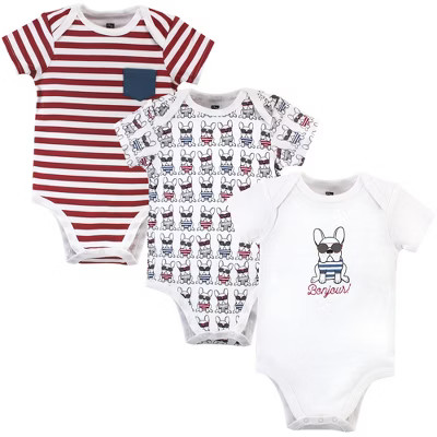 Hudson Baby Infant Boy Cotton Bodysuits 3pk, French Dog, 18-24 Months | Target