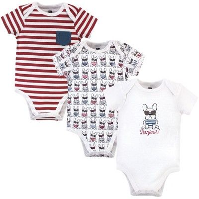Hudson Baby Infant Boy Cotton Bodysuits 3pk, French Dog, 18-24 Months | Target