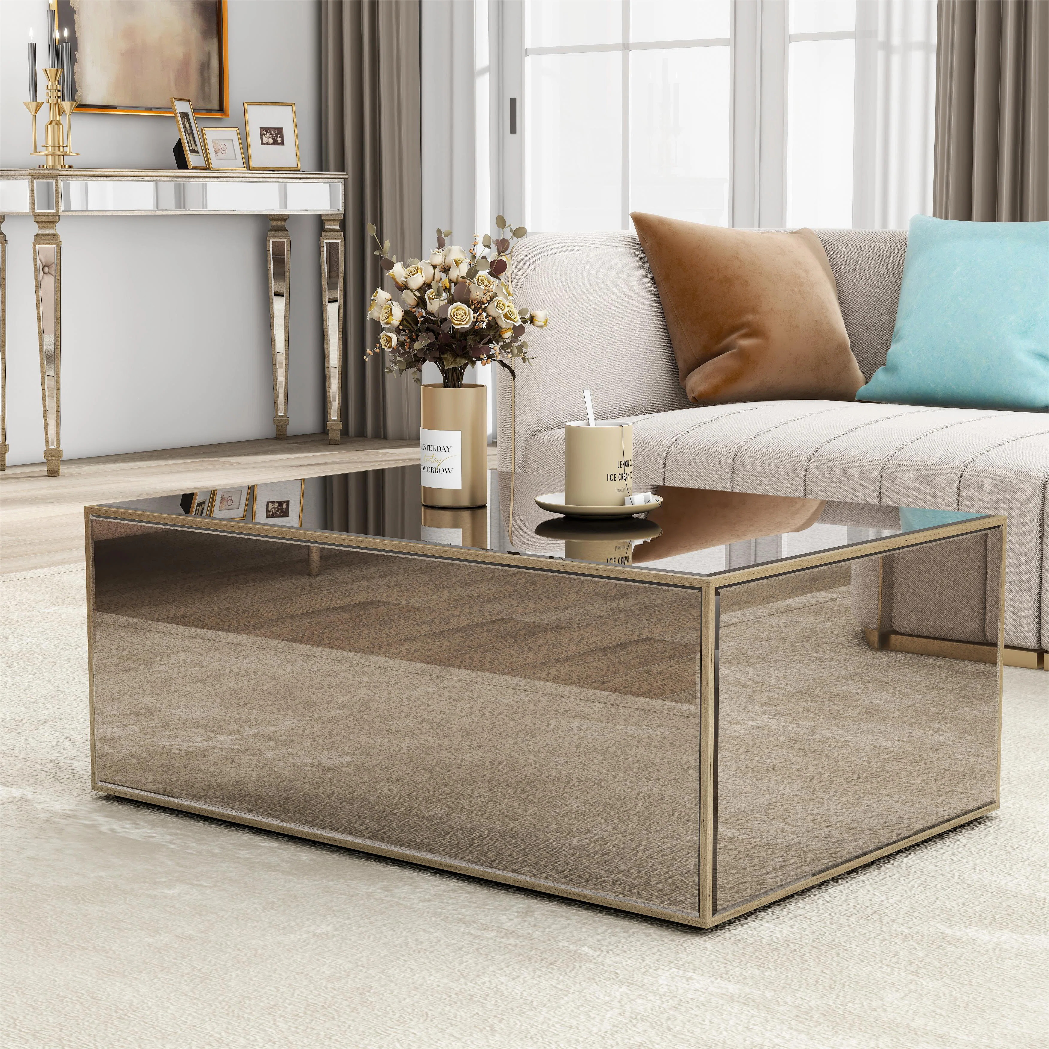 Juel Gold Coffee Table Antique-mirror | Wayfair North America