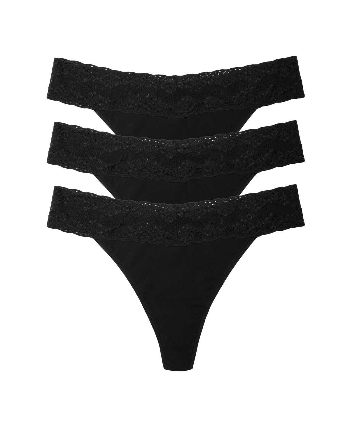 Natori Women's 3-Pack Bliss Perfection Classic Thong Set - Black | Macy's