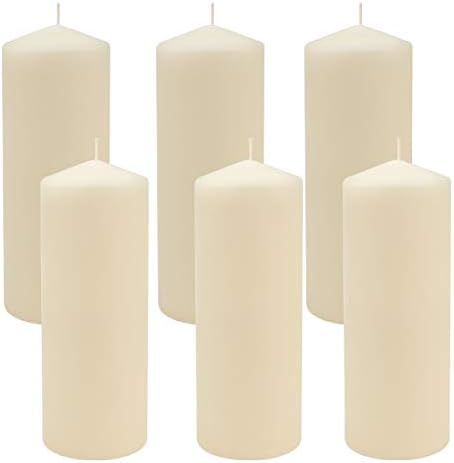 Stonebriar 80 Hour Long Burning Unscented Pillar Candles, 3x8, Ivory, 6 count | Amazon (US)