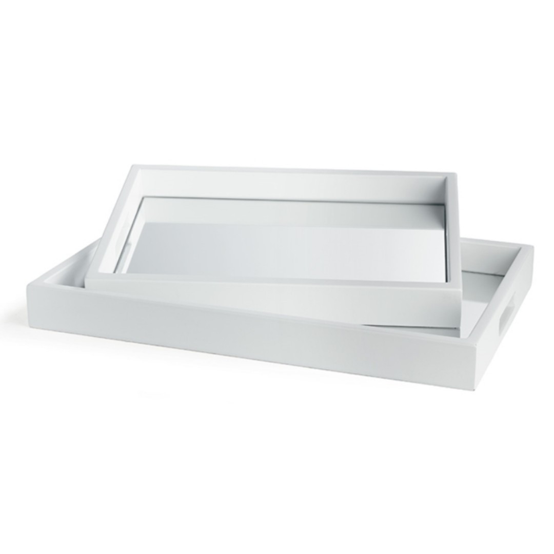 White Wood Mirrored Trays | Megan Molten