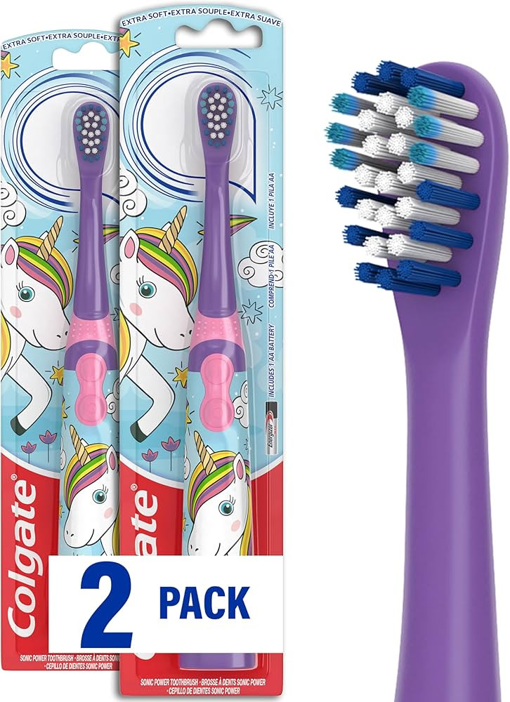Colgate Kids Battery Powered Toothbrush, Unicorn, Extra Soft Toothbrush, Ages 3 and Up, 2 Pack | Amazon (US)