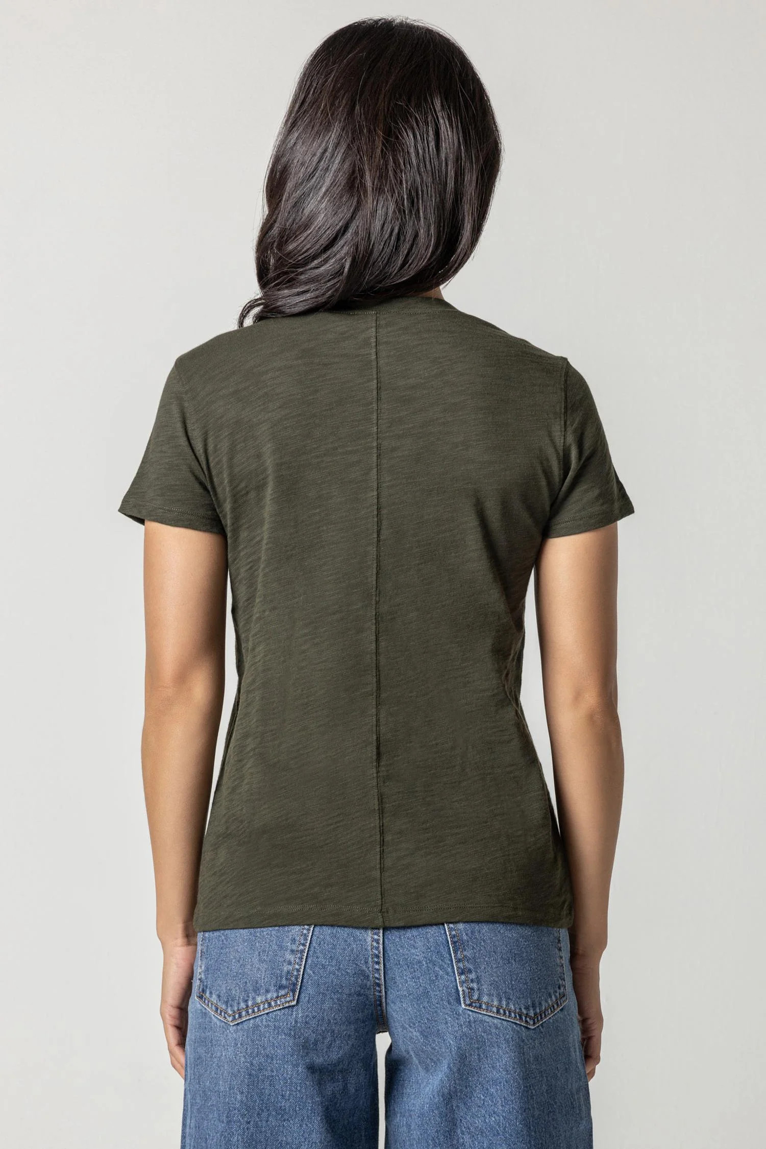 Short Sleeve Back Seam Crewneck | Lilla P