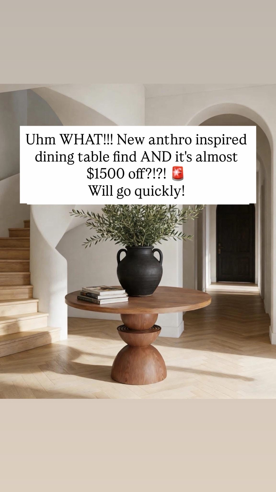 Uhm WHAT!!! New anthro inspired dining table find AND it's almost $1500 off?!?! 🚨
Will go quickly!