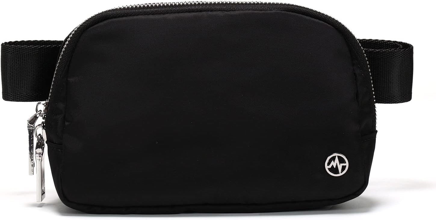 Black Belt Bag with Adjustable Strap, Pander Nylon Mini Fanny Pack for Outdoors Workout Traveling... | Amazon (US)
