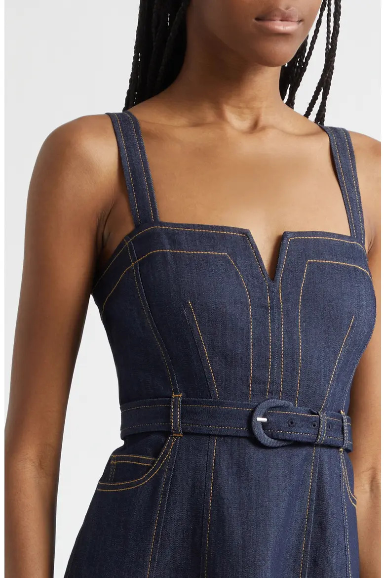 Tina Belted Stretch Denim Midi Sundress (Women) | Nordstrom | Nordstrom