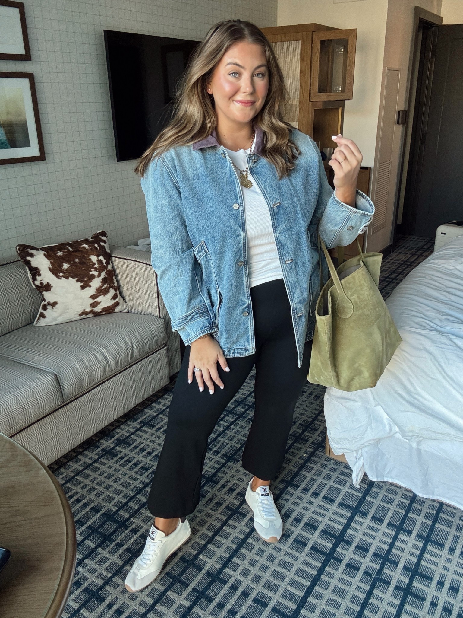 Today’s travel outfit! Wearing size XXL in jacket, XXL Tall in T-shirt, 1X in pants. Use CARALYN15 at Spanx. Use CARALYNM at Cakes Body. 

#LTKTravel #LTKCon #LTKPlusSize