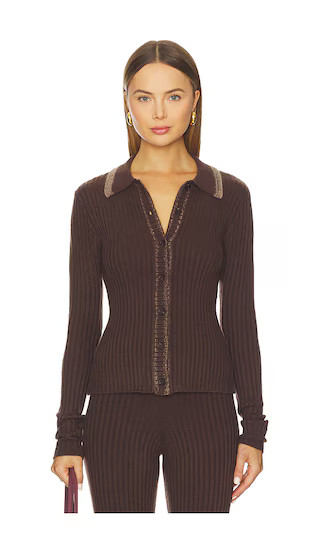 Tila Rib Cardigan in Brown & Tan | Revolve Clothing (Global)