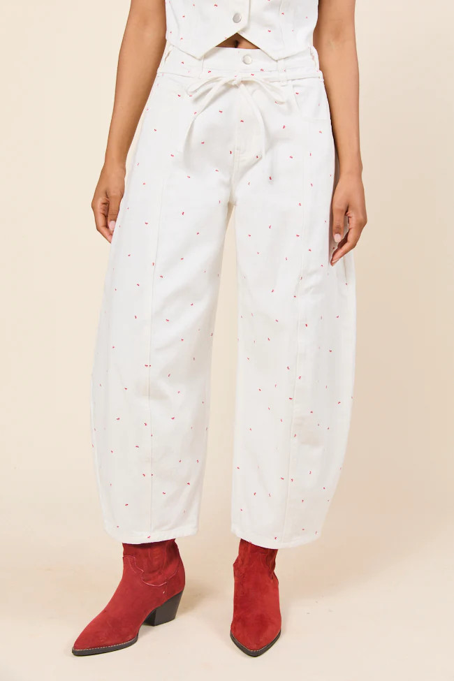 Eileen Bow Printed Barrel Jeans | Pink Lily