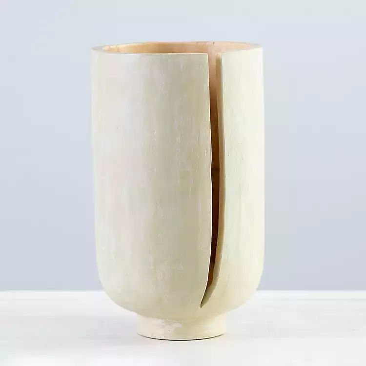 New! Cream Suar Wood Dramatic Cut Vase | Kirkland's Home