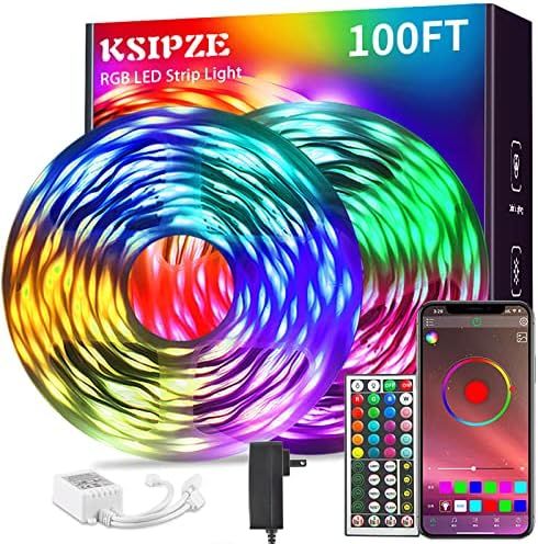 Ksipze 100ft Led Strip Lights (2 Rolls of 50ft) RGB Music Sync Color Changing,Bluetooth Led Light... | Amazon (US)