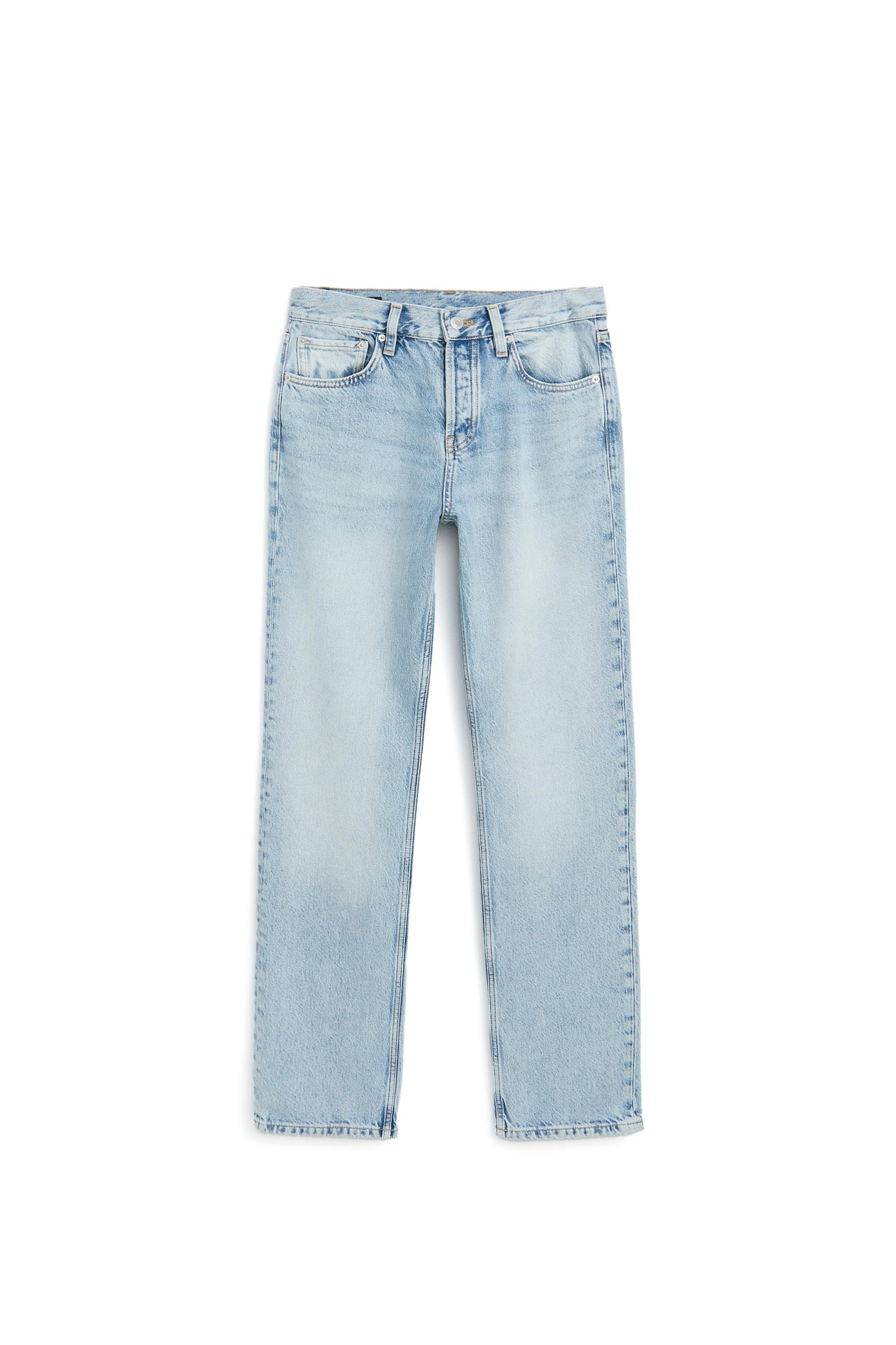 Relaxed fit straight-leg mid-waist jeans - Light Blue | Massimo Dutti US