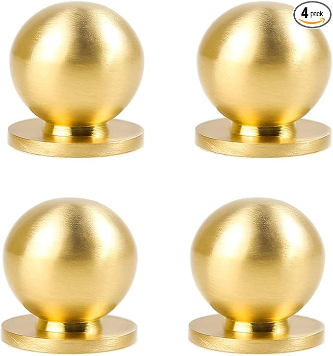 RZDEAL 4pcs 1" x1-1/16(25mmx27mm) Diameter Round Solid Brass Pulls Antique Cabinet Drawer Small H... | Amazon (US)