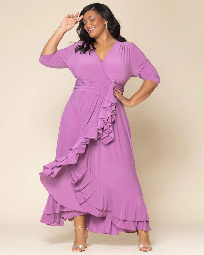 Veronica Ruffled Evening Gown | Kiyonna Clothing