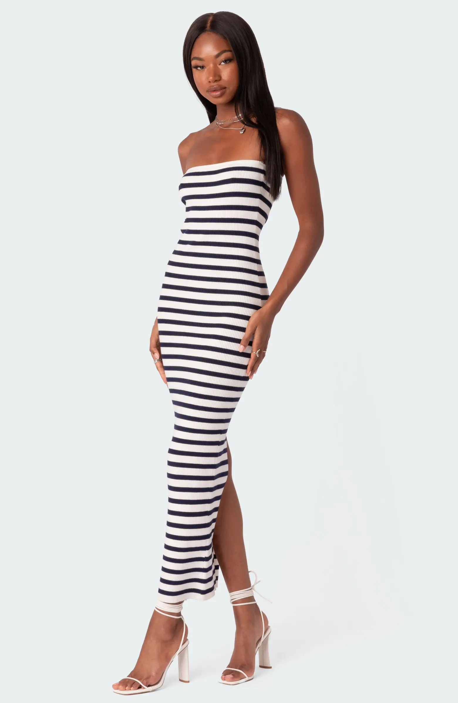 EDIKTED Stripe Strapless Rib Sweater Dress | Nordstrom | Nordstrom